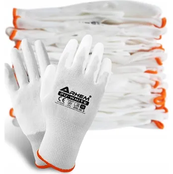 Pracovní rukavice 12 PÁRŮ Pracovní Rukavice Rukavice Máčene Bílou Polyuretanovou Vrstvou vel. 6-XS