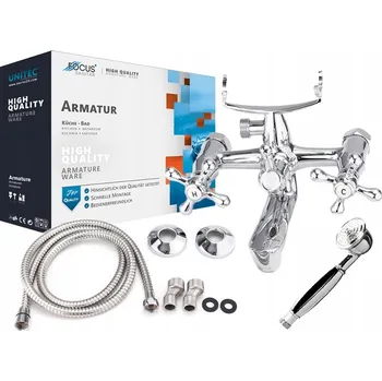 Vodovodní baterie Nástěnná vanová baterie dvouručková Focus Sanitar Focus stříbrná