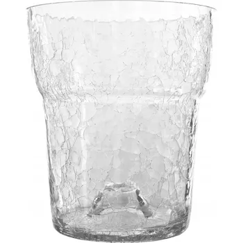 Obal na květináč Skleněný obal na orchidej 16 x 18 cm bezbarvý s efektem prasklého skla