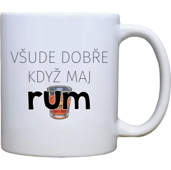 Keramický hrnek s potiskem Všude dobře rum Objem a motiv: 400 ml modrý uvnitř