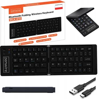 Klávesnice Membránová klávesnice Zenwire WLK-610 Skládací Bezdrátová Klávesnice