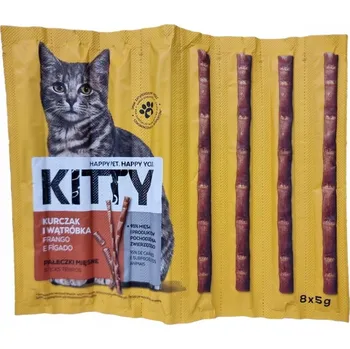 Krmivo pro kočku Pro kočky Pamlsek Masové tyčinky s kuřecím masem a játry 8x5g Kitty