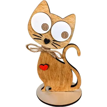 Dekorace z Řečice Dřevěná dekorační kočka okatá