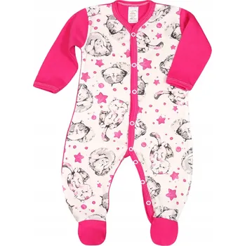 OVERAL overal / dupačky z ORGANICKÉ BIO BAVLNY GOTS, motiv kočky, růžová, velikost 68 KLEKLE