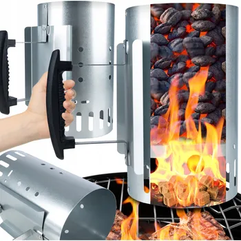 Příslušenství pro gril KOMÍN PRO ROZDĚLÁNÍ GRILU PECI UHLÍ OHNIŠTĚ BRIKET VELKÝ PODPALOVAČ