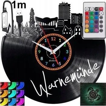 Hodiny Warnemünde Nástěnné Hodiny LED RGB S Dálkovým Ovládáním - Vinylová Deska - Nové