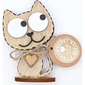 Dekorace z Řečice Dřevěná kočka 12cm