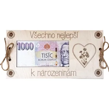 Dárková krabička Dekorace z Řečice Dřevěná dárková karta na peníze k narozeninám květina 2