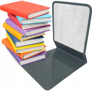 Obraz Podpěrka na knihy Net, kovové zarážky se síťovanou podložkou - šedá