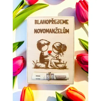 Svatební dekorace Dekorace z Řečice Dárková dřevěná karta na bankovku ke svatbě