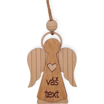 Vánoční dekorace Dekorace z Řečice Dřevěný anděl závěsný 13 cm(vlastní text)