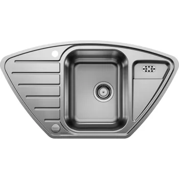 Granitový dřez Dřez s jednou a půl komorou Blanco LANTOS ocel stříbrný