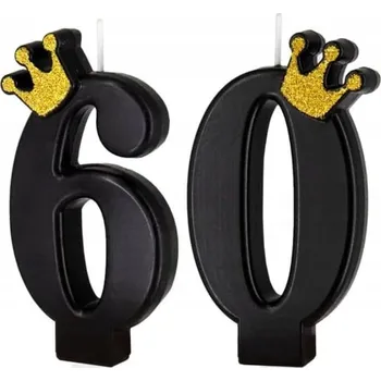 Dortová svíčka Narozeninová svíčka černá s korunkou číslo 60
