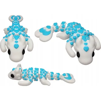 Figurka Pohyblivá kloubová figurka srdíčkový drak 3D tisk modrý flexi 17 cm