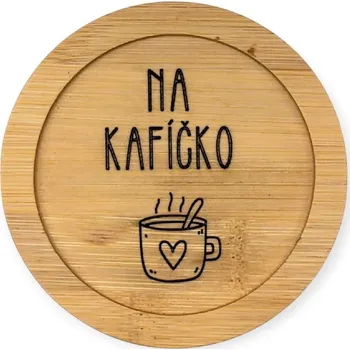 Podtácek Dekorace z Řečice Bambusový podtácek 105mm."Na kafíčko"