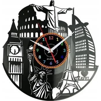 Hodiny CESTOVNÍ NÁSTĚNNÉ HODINY DEKORATIVNÍ MODERNÍ VINYLOVÁ DESKA