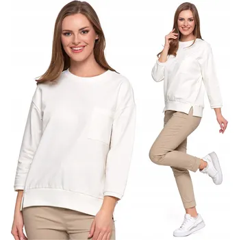 Dámská mikina Dámská MIKINA mikina volného STŘIH s kapsou MORAJ , velikost plus, bílá XXL