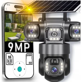 IP kamera EXTERNÍ SOLÁRNÍ KAMERA 4K SE 3 OBRAZOVKAMI 9MPx NA SIM KARTU 4G BEZDRÁTOVÁ