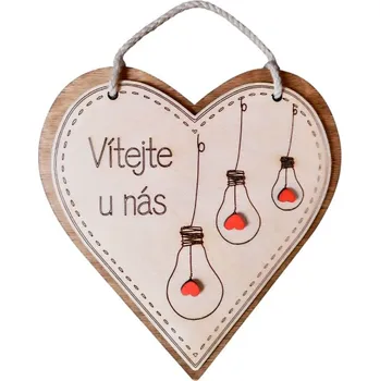 Dekorace z Řečice Dřevěné dekorační srdce"žárovky"