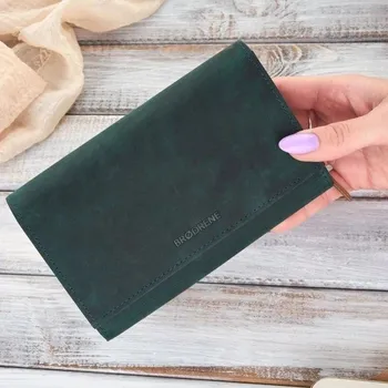 Kožená Dámská Peněženka Brodrene Zelená Obálková Vintage Hunter Velká