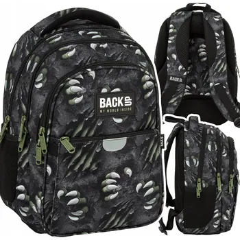 Školní batoh Školní batoh Back Up s více přihrádkami, černý, zelený, 24 l