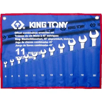Klíč SADA OHNUTÝCH OČKO-PLOCHÝCH KLÍČŮ 11ks 6 - 22mm KING TONY