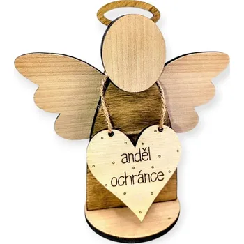 Dekorace z Řečice Dřevěný anděl ochránce 15cm