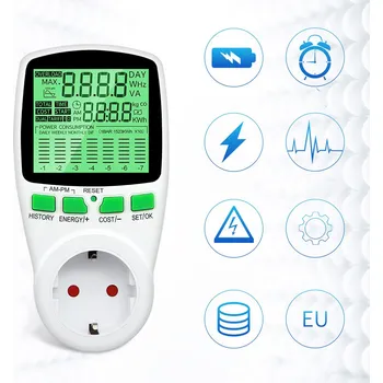 MĚŘIČ SPOTŘEBY ELEKTRICKÉ ENERGIE AMPÉRMETR VOLTMETR LCD