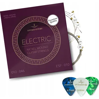 Strunný nástroj PRÉMIOVÉ STRUNY PRO ELEKTRICKOU KYTARU ESP-010 + 3 celuloidové trsátka zdarma
