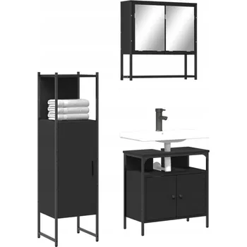 Koupelnový nábytek 3dílný set koupelnového nábytku černý kompozitní dřevo IM_3214695