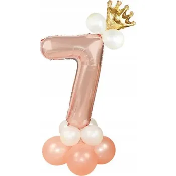 Balónek Narozeninová sada balónků Číslice 9 RŮŽOVÉ ZLATO korunka