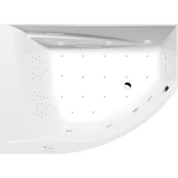 Vana TANDEM L hydromasážní vana, 170x130x50cm, Highline Hydro-Air, chrom