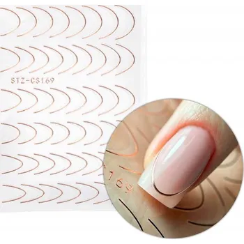 Samolepky na Zdobení Nehtů Samolepící Linie Úsměvu Růžové STZ-CS169