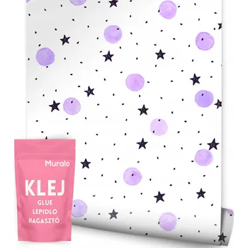 Fototapeta Dětská tapeta na zeď – puntíky, hvězdy, akvarel