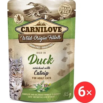 Krmivo pro kočku Carnilove Cat Pouch Rich in Duck Enriched with Catnip 6 × 85 g