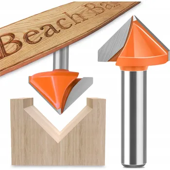 Vrták VHM Fréza na Sádrokarton, Dřevo, Karbidová, 90 Stupňů, Úhlová, 8mm Stopka