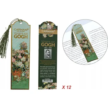 Obraz Sada 12 záložek do knihy - V. van Gogh, Růže ve váze (CARMANI)