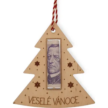 Dekorace z Řečice Dárková dřevěná kartička na bankovku stromeček 14cm