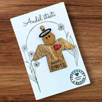 Dekorace z Řečice Dárková kartička anděl pro štěstí 10cm.