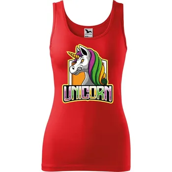 Dámské tílko s potiskem Naštvaný jednorožec Velikost: L, Barva: Červená