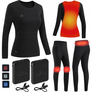 VYHŘÍVANÉ TERMOAKTIVNÍ PRÁDLO DÁMSKÉ TERMO OBLEČENÍ SOUPRAVA SET L ČERNÁ