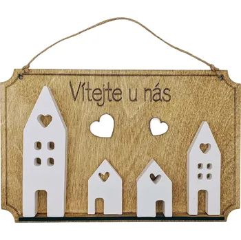 Dekorace z Řečice Cedulka domečky 14×22cm