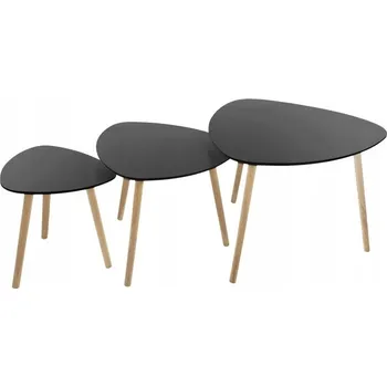Konferenční stolek KONFERENČNÍ STOLEK DO OBÝVACÍHO POKOJE ČERNÝ MDF SADA 3 KS MILENO 60 X 45 CM