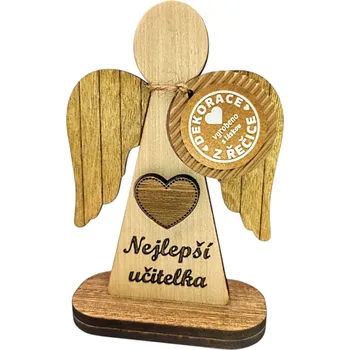 Vánoční dekorace Dřevěný anděl 16cm❤️"pro nejlepší učitelku"