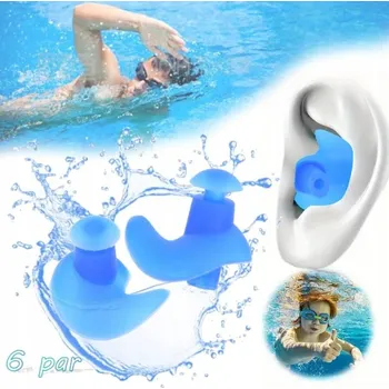 Špunty do uší na plavání, 6 párů