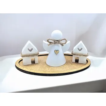 Dekorace z Řečice Dekorační Anděl+domečky