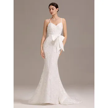 Dámské šaty Svatební šaty s výstřihem do V a bez rukávů přiléhavé Barva: Bílá, Velikost: L