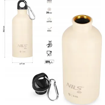 Láhev Ocelová láhev na vodu 550 ml béžová termální kompaktní outdoor