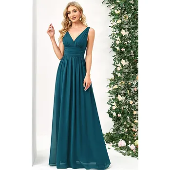 Dámské šaty Elegantní dlouhé šaty na ples s dvojitým výstřihem do V Barva: Tyrkysová, Velikost: 7XL