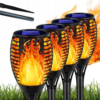 Venkovní osvětlení 4x SOLÁRNÍ ZAHRADNÍ LAMPA ZAPICHOVACÍ LED POCHODEŇ LUCERNA EFEKT PLAMENE